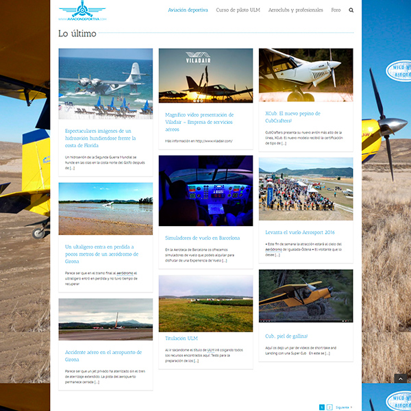 Screenshot of the Aviación Deportiva website