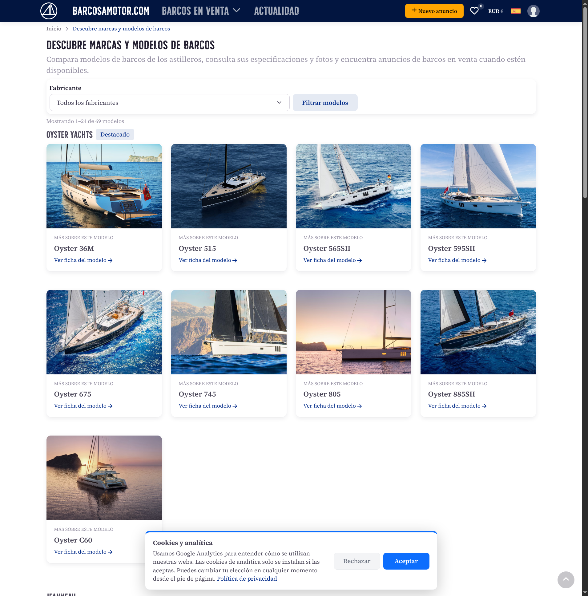 Screenshot of the BarcosAMotor.com website